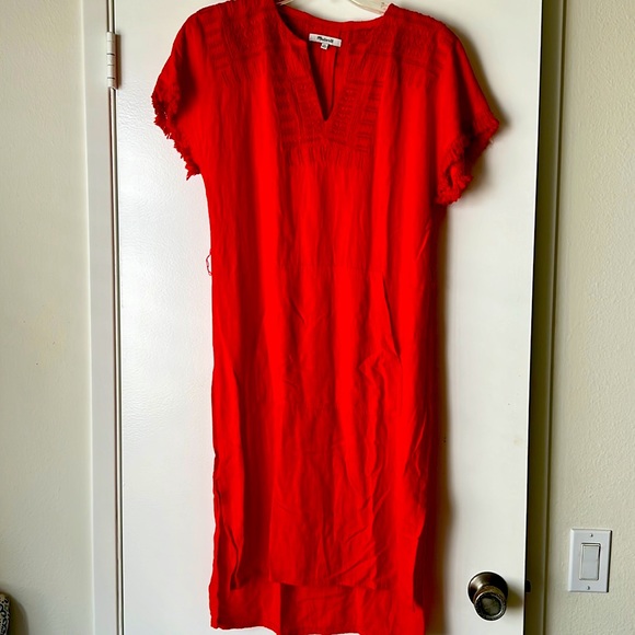 Madewell Dresses & Skirts - MADEWELL ♥️ Red Linen Viscose Tunic Dress Sz XS
